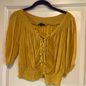 Papermoon gold lace-up crop top